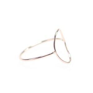 Thin Gold Circle Ring, Gold Wire Open Circle, Shaped Oval Ring, Minimal Stacking Ring, Dainty Jewelry Open Oval Ring image 2