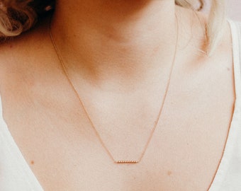 Tiny Gold Beaded Necklace, Minimal Gold Necklace, Tiny Layering Necklace, Dainty Gold Necklace, 14k Gold Fill Necklace - Ellipsis Necklace