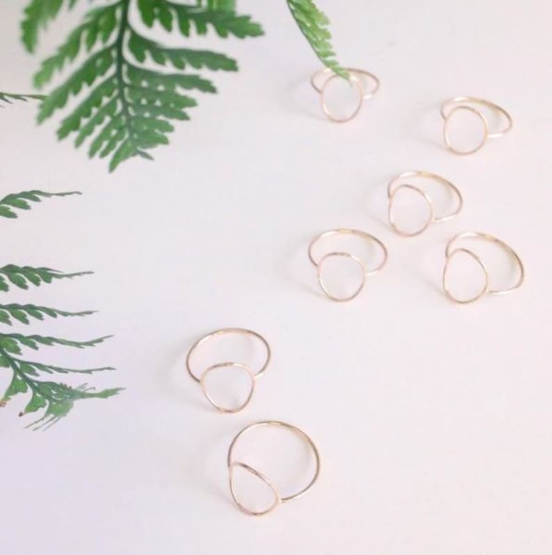 Thin Gold Circle Ring, Gold Wire Open Circle, Shaped Oval Ring, Minimal Stacking Ring, Dainty Jewelry Open Oval Ring image 3