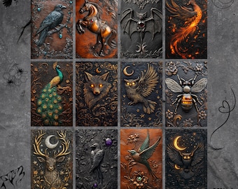 Gothic Animal Covers Bundle: Mittelalterliches A5 Junk Journal PNG Seiten (Digitaler Download)