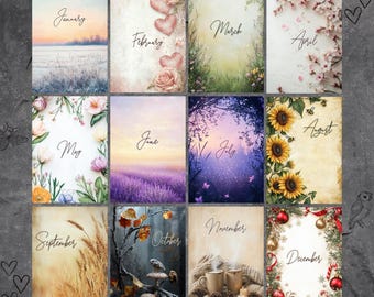 Seasonal Journal Covers Printable Bundle, Aesthetic A5 PNG Designs for DIY Gifts, Planners, Scrapbooking & Year-Round Crafting