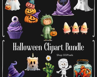 Halloween Clipart Bundle: PNG Graphics for DIY Crafts (Digital Download