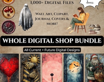 Paquete completo: más de 1000 diseños digitales, arte mural, paquetes de imágenes prediseñadas y portadas para agendas (descarga digital)