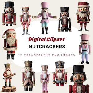 Festive Nutcracker Clip Art Bundle: 12 PNG Christmas Nutcracker Sublimation Designs (Digital Download)