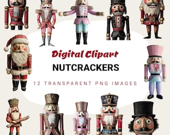 Festive Nutcracker Clip Art Bundle: 12 PNG Christmas Nutcracker Sublimation Designs (Digital Download)