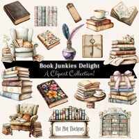 Cottagecore Bookish Clipart Set, Cozy Garden Tea Books PNG, Cute ...
