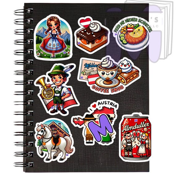 Austrian Culture Digital Sticker Pack. Educational Clipart SVG and PNG.