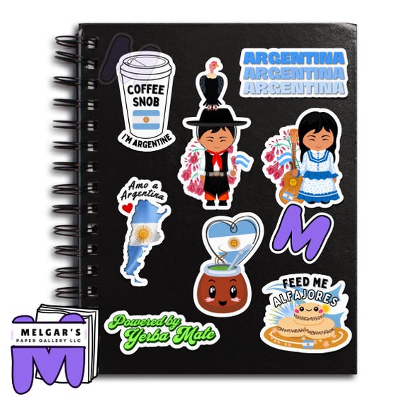 Argentine Culture Digital Sticker Pack. Educational Clipart SVG and PNG.