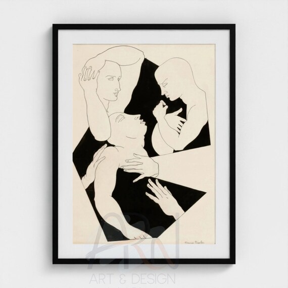 Francis Picabia Sans Titre 1923 Print, Vintage Dada Line Art Drawing, Black and White Modern Wall Decor, Abstract Figure Sketch
