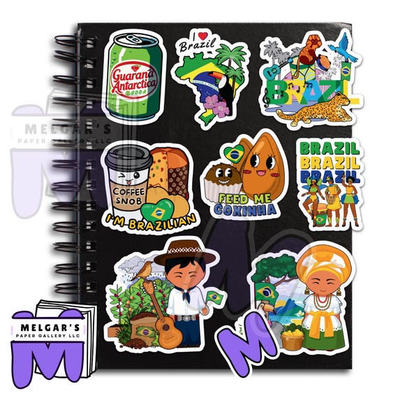 Brazilian Culture Digital Sticker Pack. Portuguese Educational Clipart SVG and PNG.