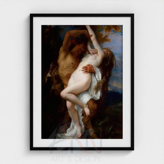 Nymph Abducted by a Faun 1861 Alexandre Cabanel Fine Art Print Framed Museum Grade Black Box Frame Home Wall Decor