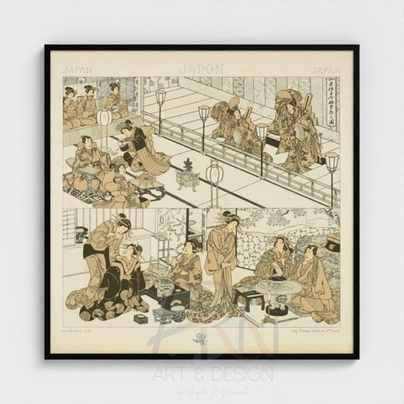 Printable Auguste Racinet Vintage Japanese Art Digital Download | Le Japonais en Famille 1876 Printable Wall Art | French Artist Ukiyo-e