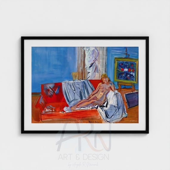 Raoul Dufy Reclining Nude Digital Print | Vintage 1942 French Studio Painting | Printable Wall Art