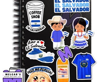 Salvadorianische Kultur Digitales Aufkleberpaket. Druckbare El Salvador Clipart SVG und PNG.