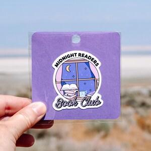 Midnight Readers Book Club | Handmade Sticker | Kindle Sticker | Book Sticker | Reading Sticker | Vinyl Sticker | Water Bottle Sticker