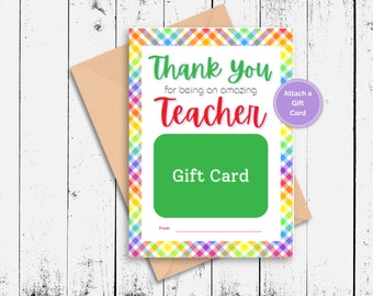 Porte-carte cadeau de remerciement pour enseignant, cadeau imprimable pour enseignant, semaine d'appréciation des enseignants