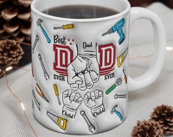 Father's Day Mug, Dad Mug  , Fist Bump upto 6 kids. Gift for Dad, Father's Day Mug, Custom Mug, Personalized Mug.