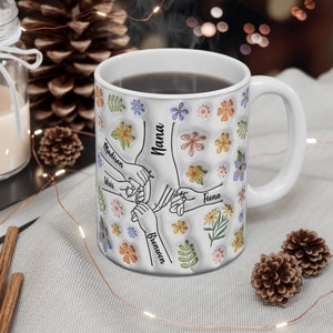 Mug Fête des Mères, Mug Tenant la main jusqu'à 6 enfants, Cadeau pour maman, Mug Fête des Mères, Mug personnalisé, Mug personnalisé.