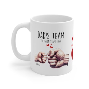 Father&#39;s Day Mug, Dad&#39;s Mug, Dad&#39;s Team  Mug  upto 6 kids, Fist Bump Gift for Dad, Father&#39;s Day gift, Custom Mug, Personalized Mug.
