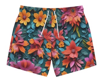 Men's swim trunks featuring a trendy floral pattern, perfect for poolside style with a touch of summer vibes