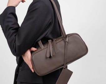 Brown Tote Bag,Genuine Leather Handbag,Classic Design Shoulder Bag