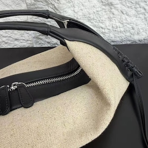 Raffia Handbag,Leather Shoulder Bag, Minimalist Design Bag,Woven Straw Bags image 10