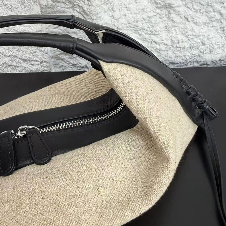 Raffia Handbag,Leather Shoulder Bag, Minimalist Design Bag,Woven Straw Bags image 10