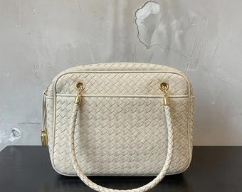 Woven Handbag,Minimalist Shoulder Bag,Woven Leather Briefcase