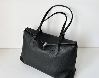 Large Tote Bag,Genuine Leather Handbag,Minimalist Shoulder Bag