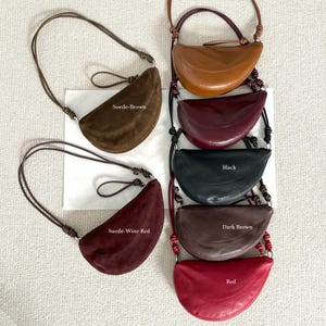 Leather Croissant Bag,Sheepskin Shoulder Bag,Women Leather Bag