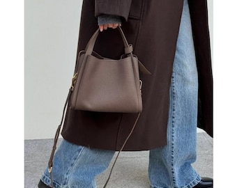 Small  Leather Handbag,Classic Top Handle Bag,Women Shoulder Bag