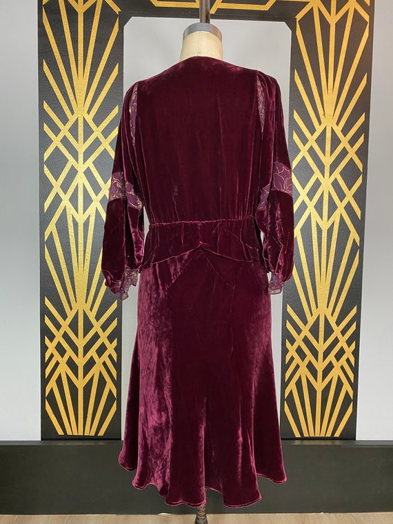 1920s dress, wine silk velvet, antique dress, fla… - image 9