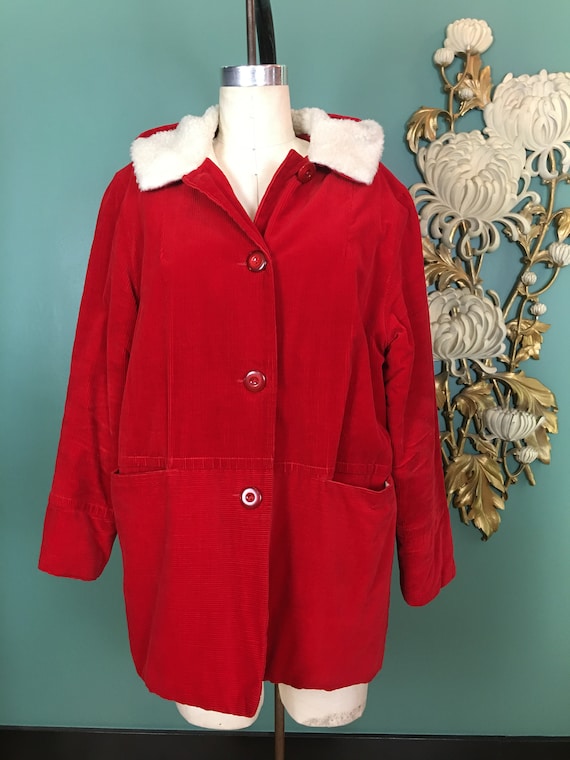 red corduroy coat, 1960s coat, vintage 60s coat, h