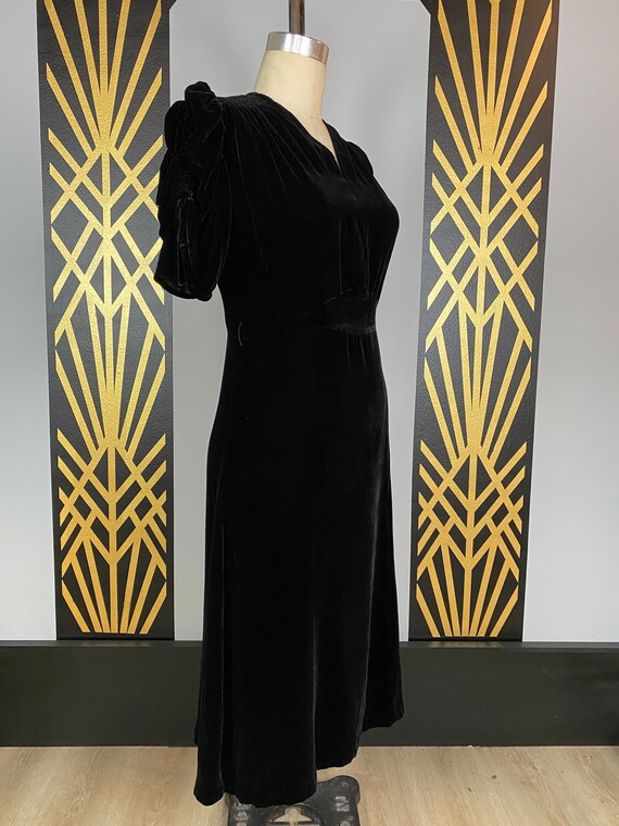 1940s dress, black velvet dress, vintage early 40… - image 5