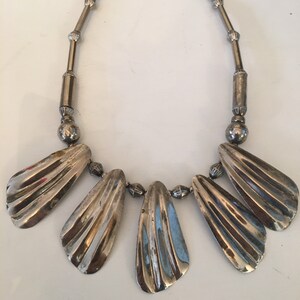 1980s bib necklace, chunky silver necklace, vintage 80s necklace, ethnic style necklace, statement necklace, 1980s jewelry image 4