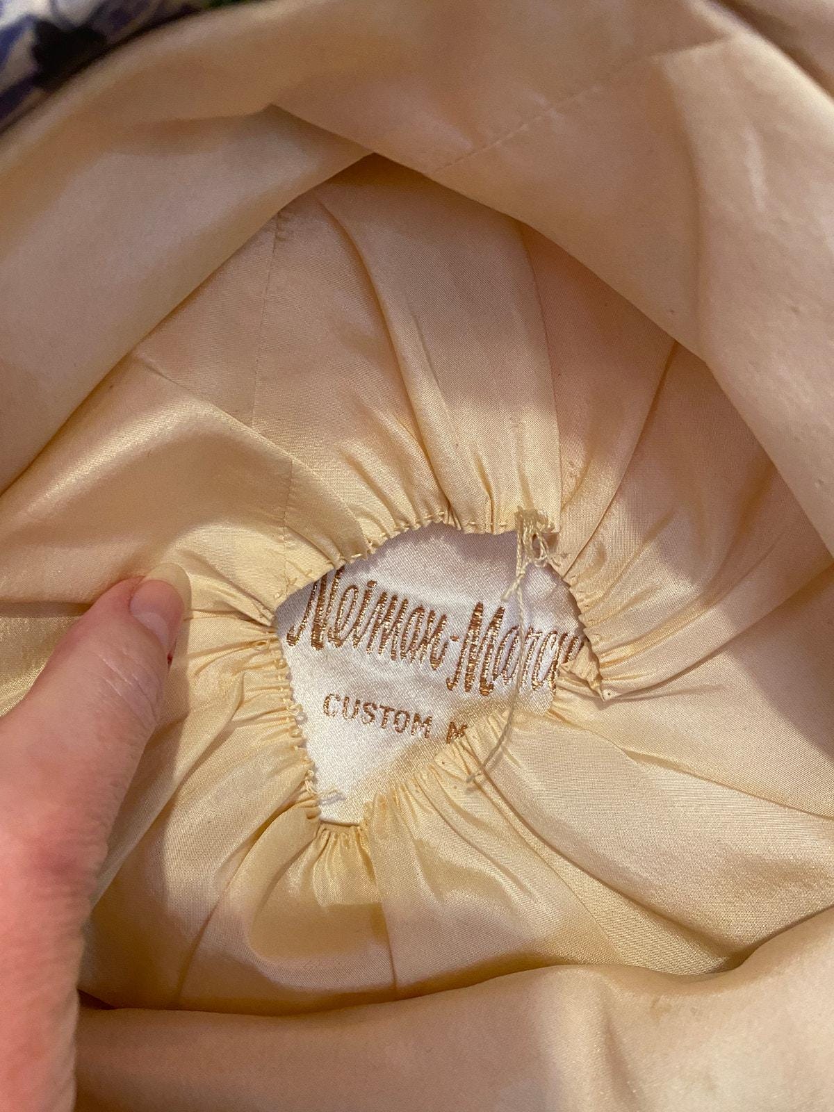 Vintage 1960s Neiman Marcus Floral Pleated Turban Hat 60s  display picture 2