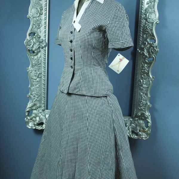 1940s gingham skirt and blouse 40s 2 piece set Size x-small Vintage 40s dress swing rockabilly