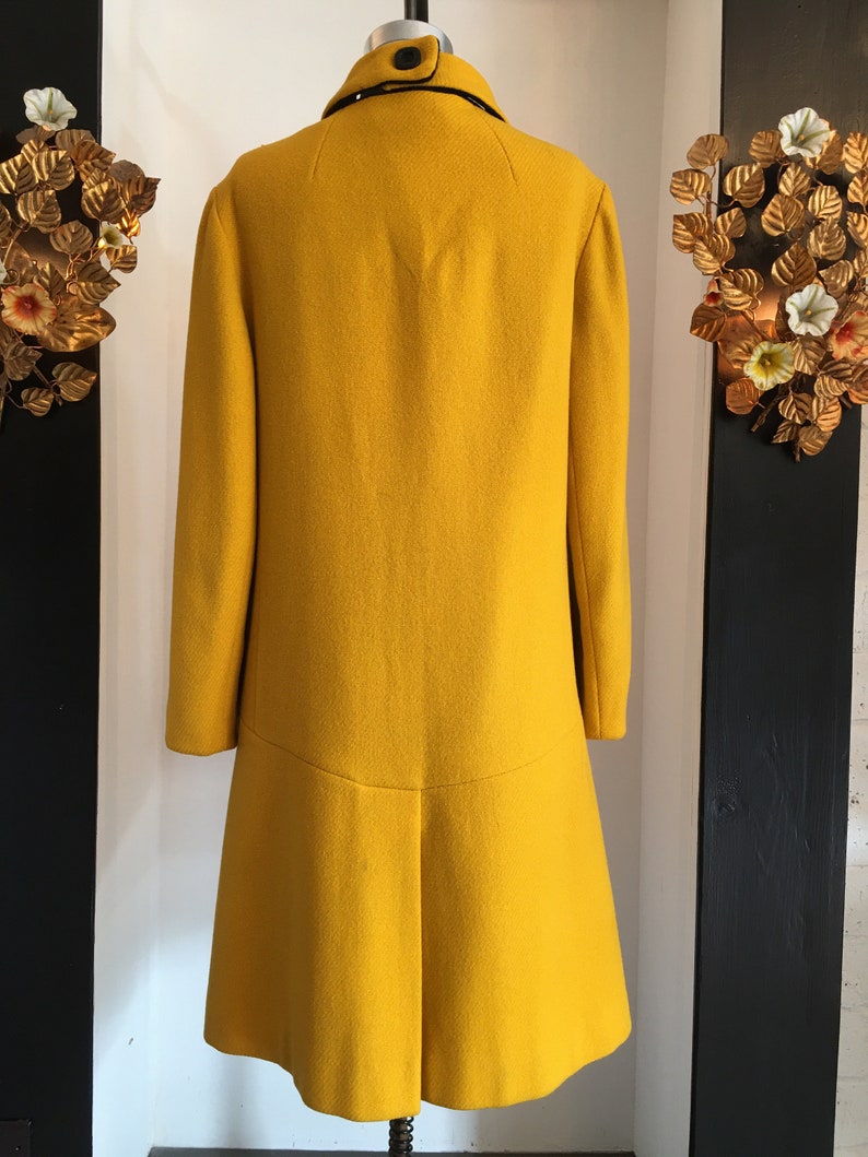Statement coat SIze large High neck coat 1960s wool coat Mod 60s coat Bright yellow coat Vintage 60s coat 38 40 bust