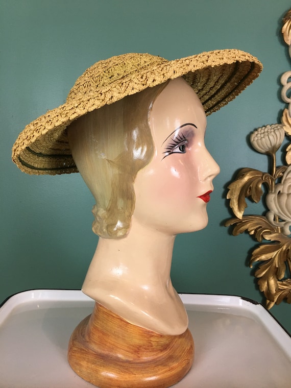 Laddie Northridge hat, platter hat, 1940s hat, str