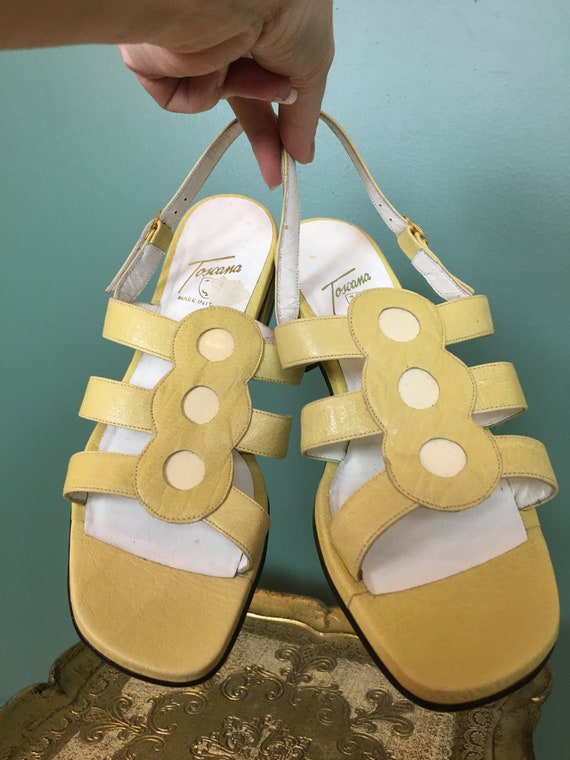 1960s Sandals, Vintage 60s Shoes, Mod, Cuban Heel, Italian, Size 8 1/2,  Yellow Leather, Strappy Flats, Retro, Sling Back, Gladiator, Summer - Etsy  Ireland