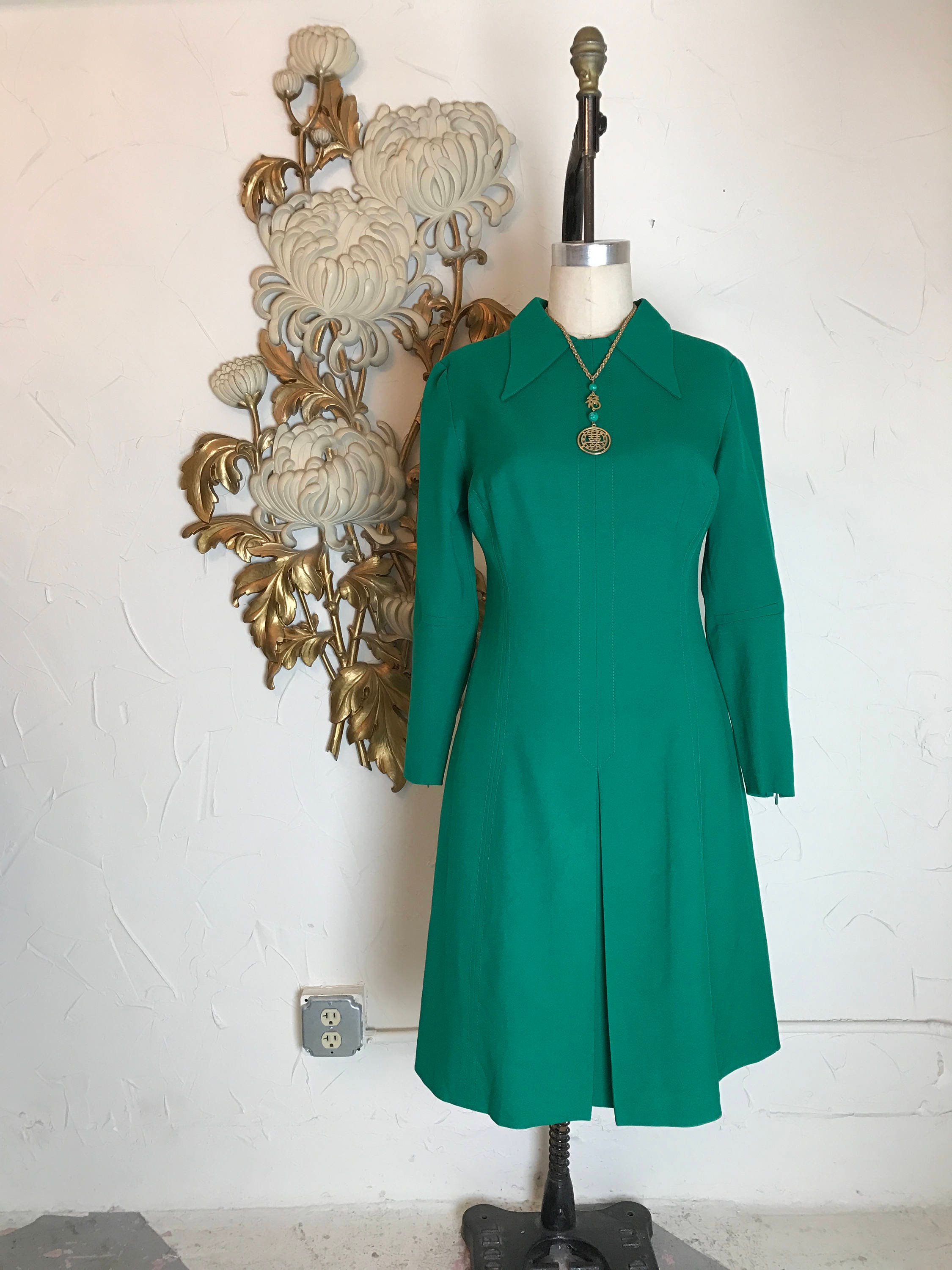 1960s mod dress 60s green dress vintage 60s dress long | Etsy