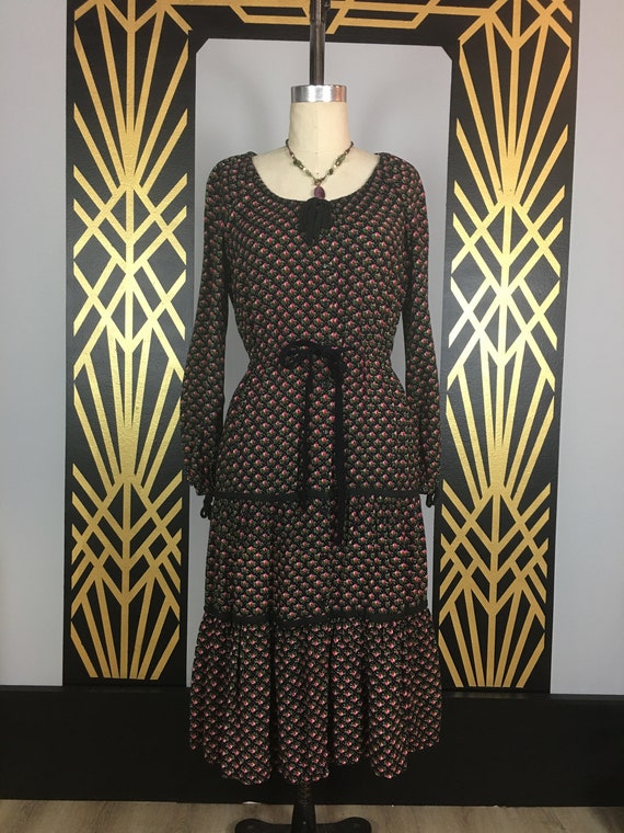 1970s peasant dress, adini, vintage 70s dress, boh