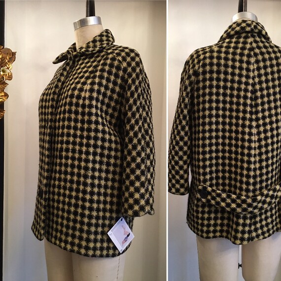 1950s wool coat, Vintage mod coat, yellow and blac