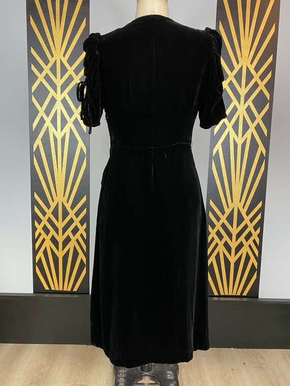 1940s dress, black velvet dress, vintage early 40… - image 9