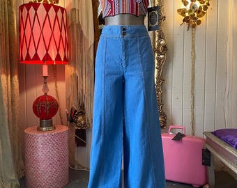 vintage 1970s high waist jeans, brittania, 70s denim, high waist wide leg, m 29w