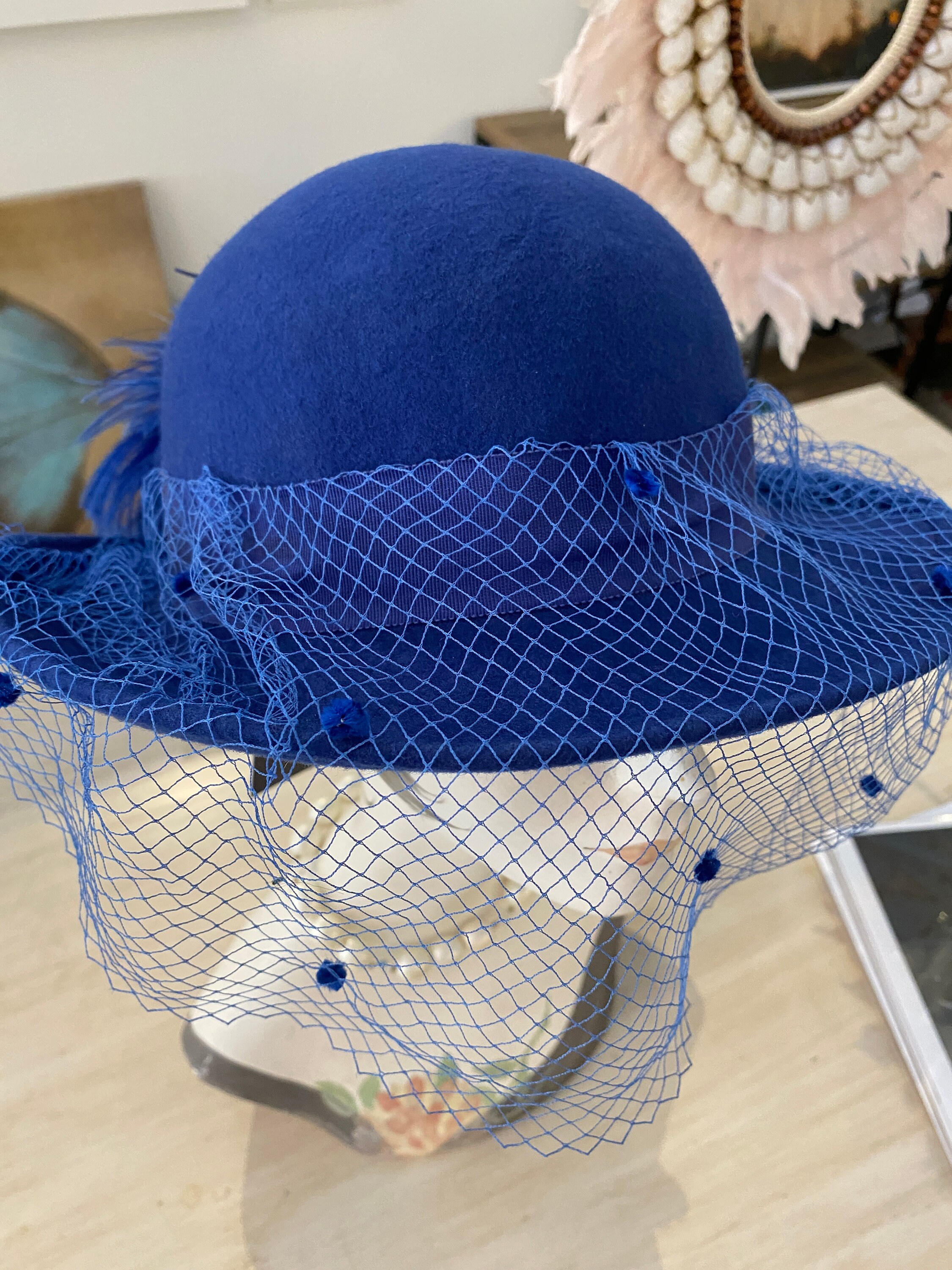 Vintage Cobalt Blue Wide Brim Hat ROYAL BLUE COWBOY HAT RODEO ROCKSTAR WESTERN HONKY TONK WIDE  main image 3