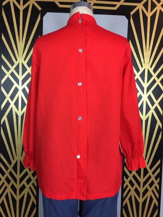 1960s tunic top, red cotton, vintage blouse, ric … - image 6