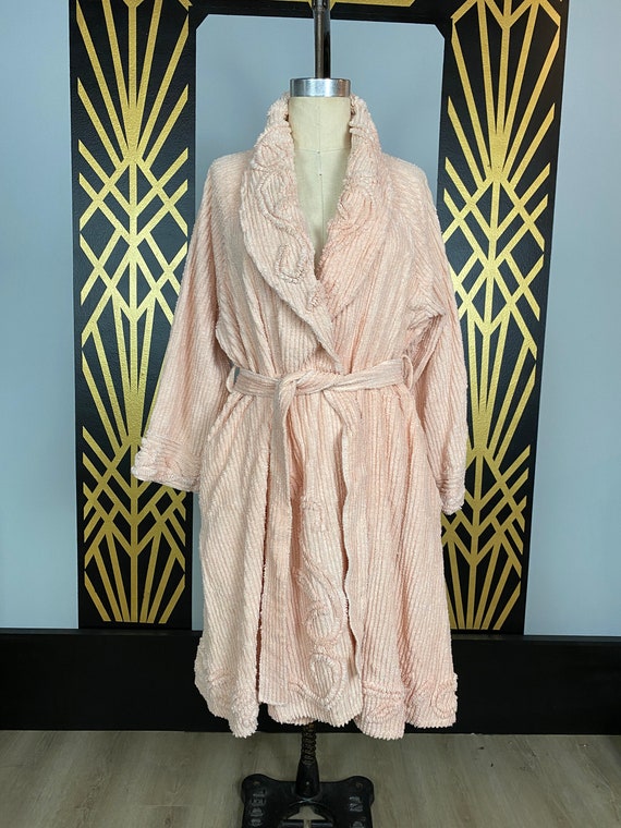 chenille robe, 1980s housecoat, vintage 80s robe, 