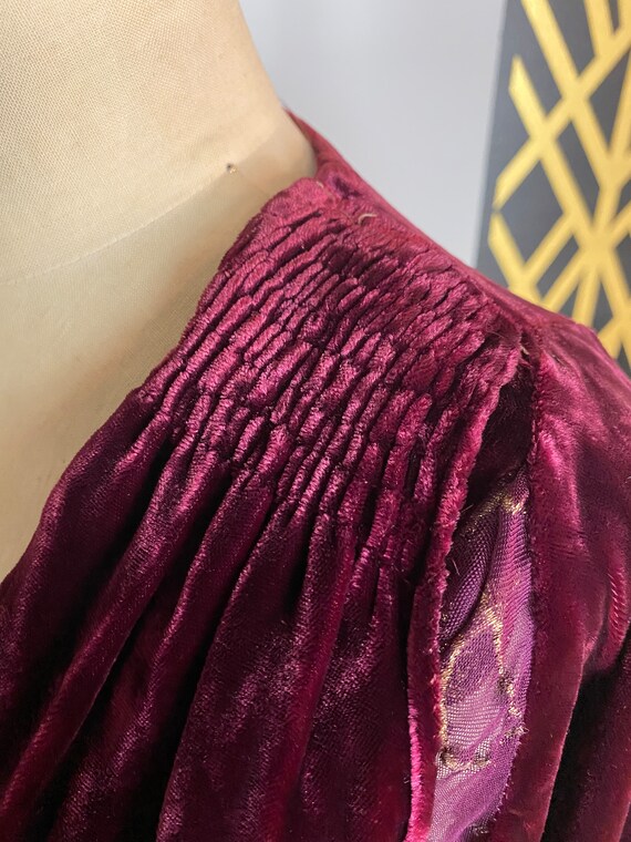 1920s dress, wine silk velvet, antique dress, fla… - image 5