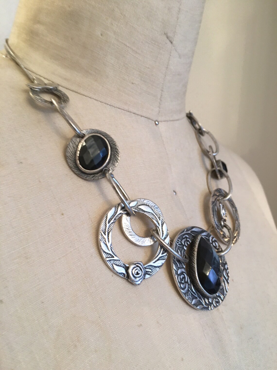 1990s Bohm Necklace Vintage Choker Chunky Silver Necklace Etsy